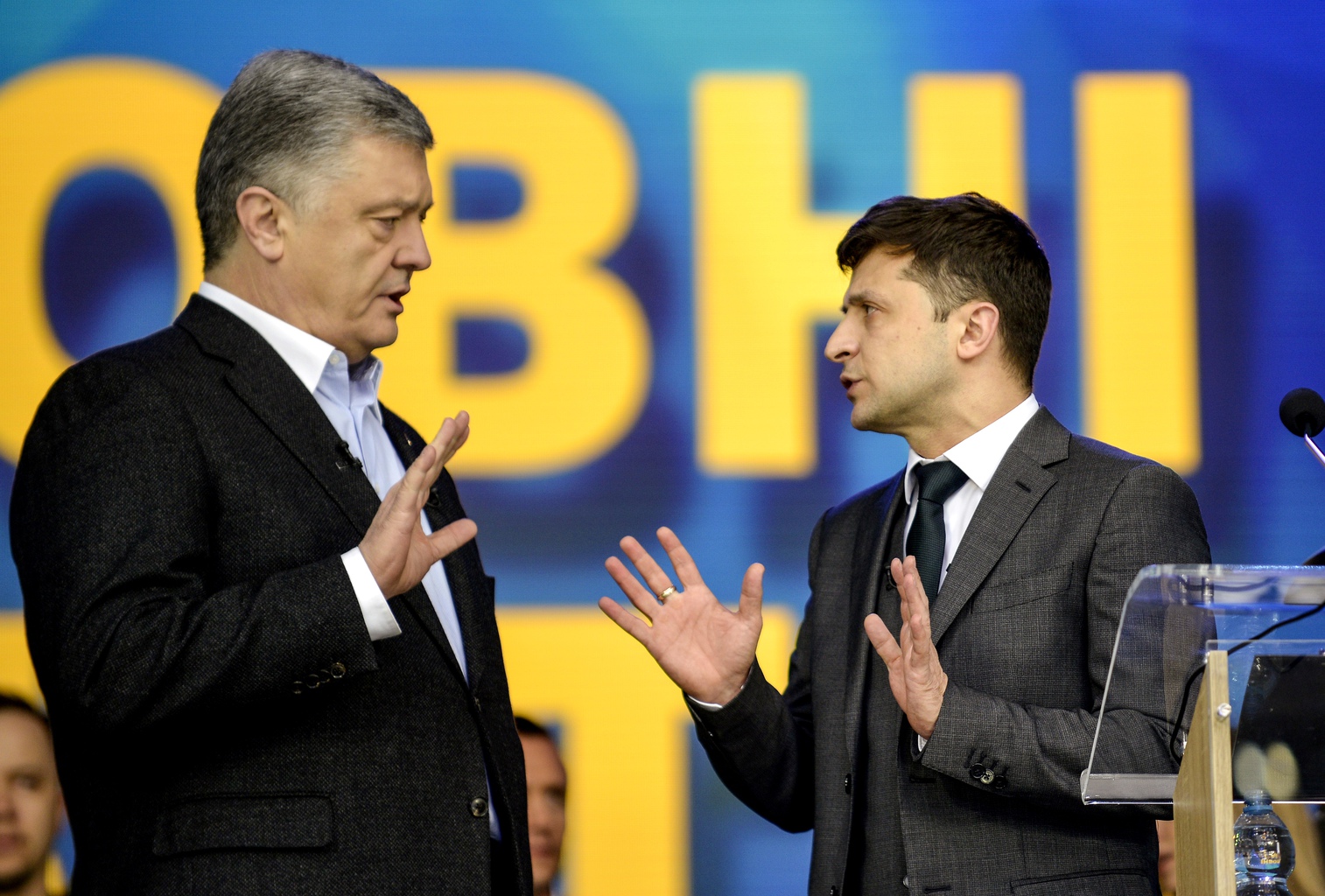 Petro Porosenko és Volodimir Zelenszkij ukrán elnökjelöltek vitája a kijevi központi stadionban 2019. április 19-én #moszkvater