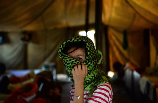 Menekült asszony a Goljanovo kerületi menekülttáborban Moszkvában #moszkvater