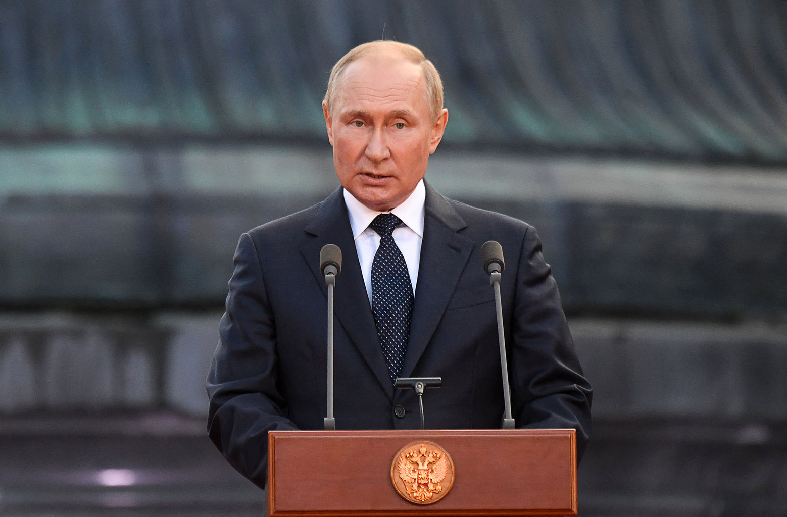 Vlagyimir Putyin orosz elnök beszédet mond Oroszország államiságának 1160. évfordulója alkalmából rendezett rendezvényen Velikij Novgorodban 2022. szeptember 21-én #moszkvater