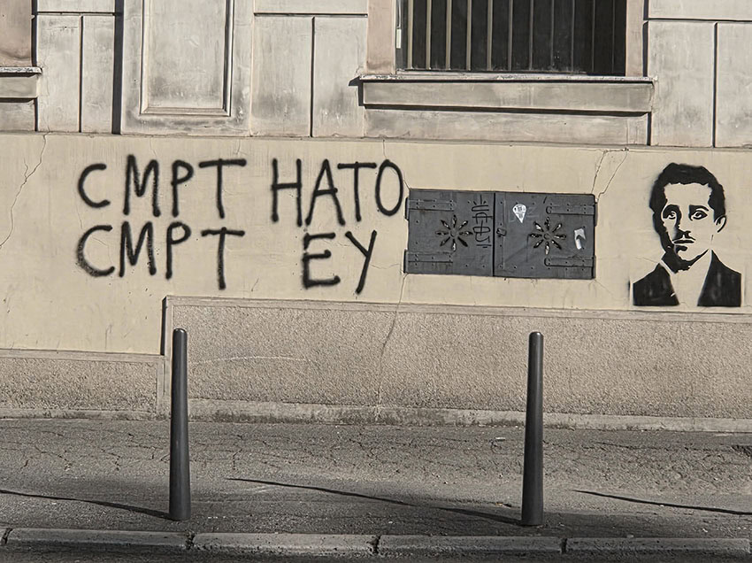 Anarchista grafika; halál a NATO-ra, halál az EU-ra Gavrilo Princip képével #moszkvater